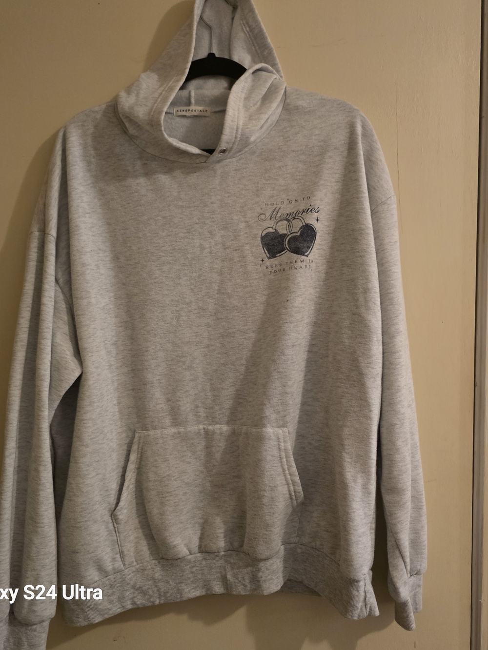 Light Gray Hoodie with Heart Graphic
